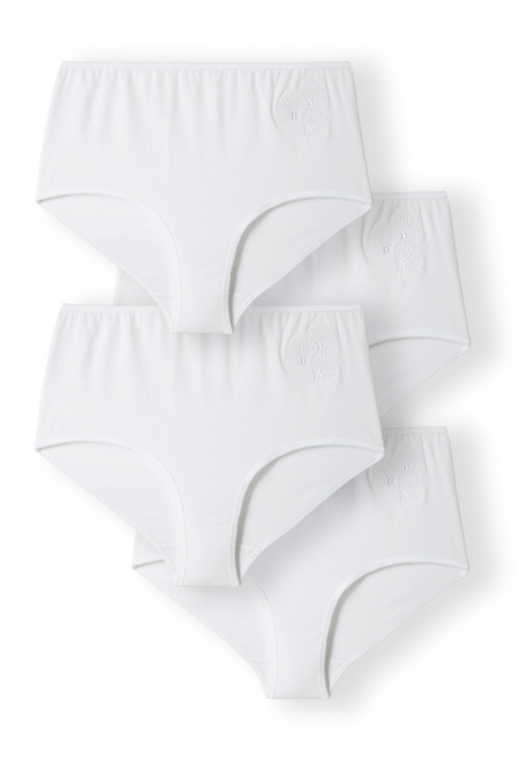 Image of 4er-set Maxi-slips Mit Origineller Stickerei Unisex Weiss 50/52