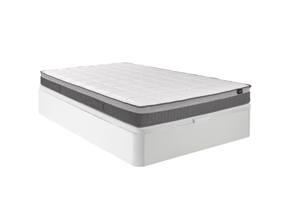 Vente-unique Ensemble 160 x 200 cm sommier coffre blanc + matelas ressorts ensachés 7 zones et mémoire de forme ép.29cm - MONTAIGNE II de PALACIO  