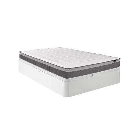 Vente-unique Ensemble 160 x 200 cm sommier coffre blanc + matelas ressorts ensachés 7 zones et mémoire de forme ép.29cm - MONTAIGNE II de PALACIO  