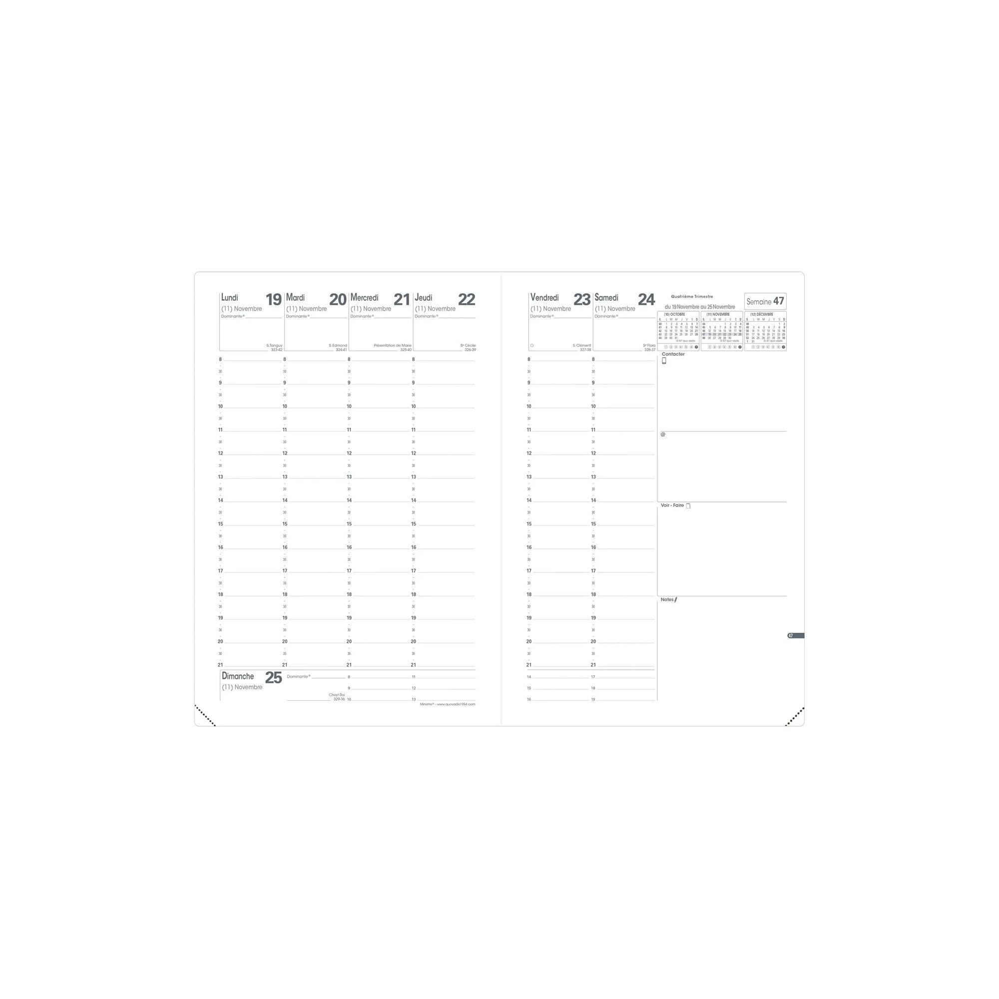 QUO-VADIS Quo Vadis - Terminkalender - 2025 - Minister - Die Woche Planning - Französisch - Impala - Dez/Dez - 16x24 cm - Clairefontaine-Papier Weiß - Hergestellt in Frankreich - x 6  