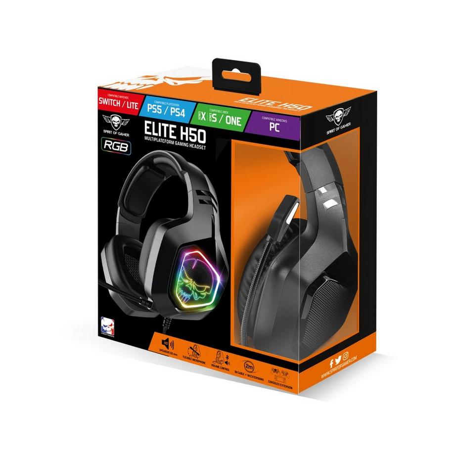 Spirit Of Gamer  ELITE-H50 DARK EDITION Kopfhörer Kabelgebunden Kopfband Gaming Schwarz 