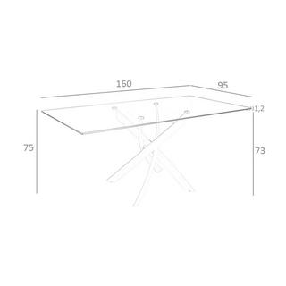 ANGEL CERDA Table à manger rectangulaire verre trempé et acier chromé  