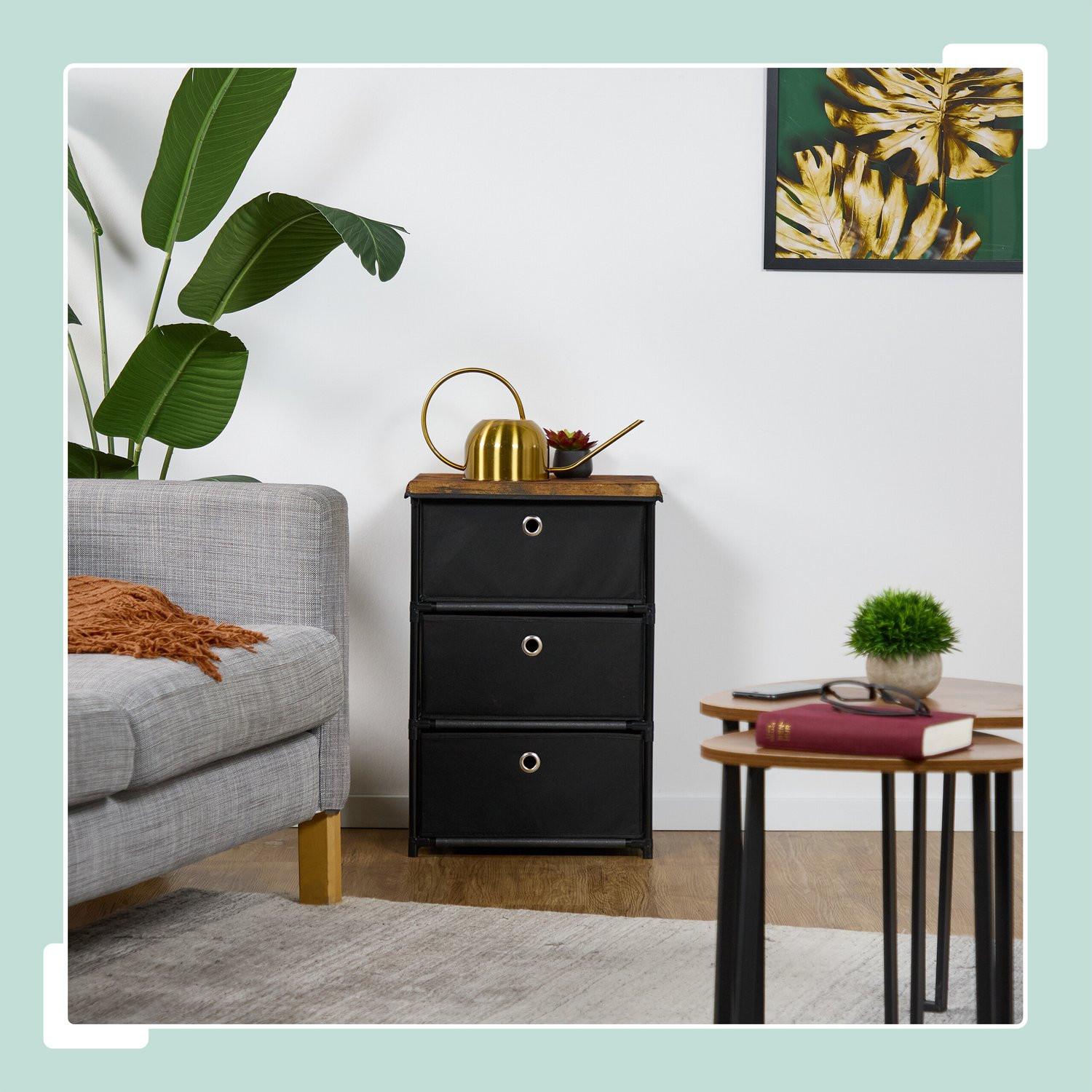 Northix Kommode im Holzdesign mit Stoffschubladen  