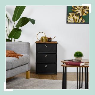 Northix Kommode im Holzdesign mit Stoffschubladen  