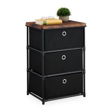 Kommode im Holzdesign mit Stoffschubladen