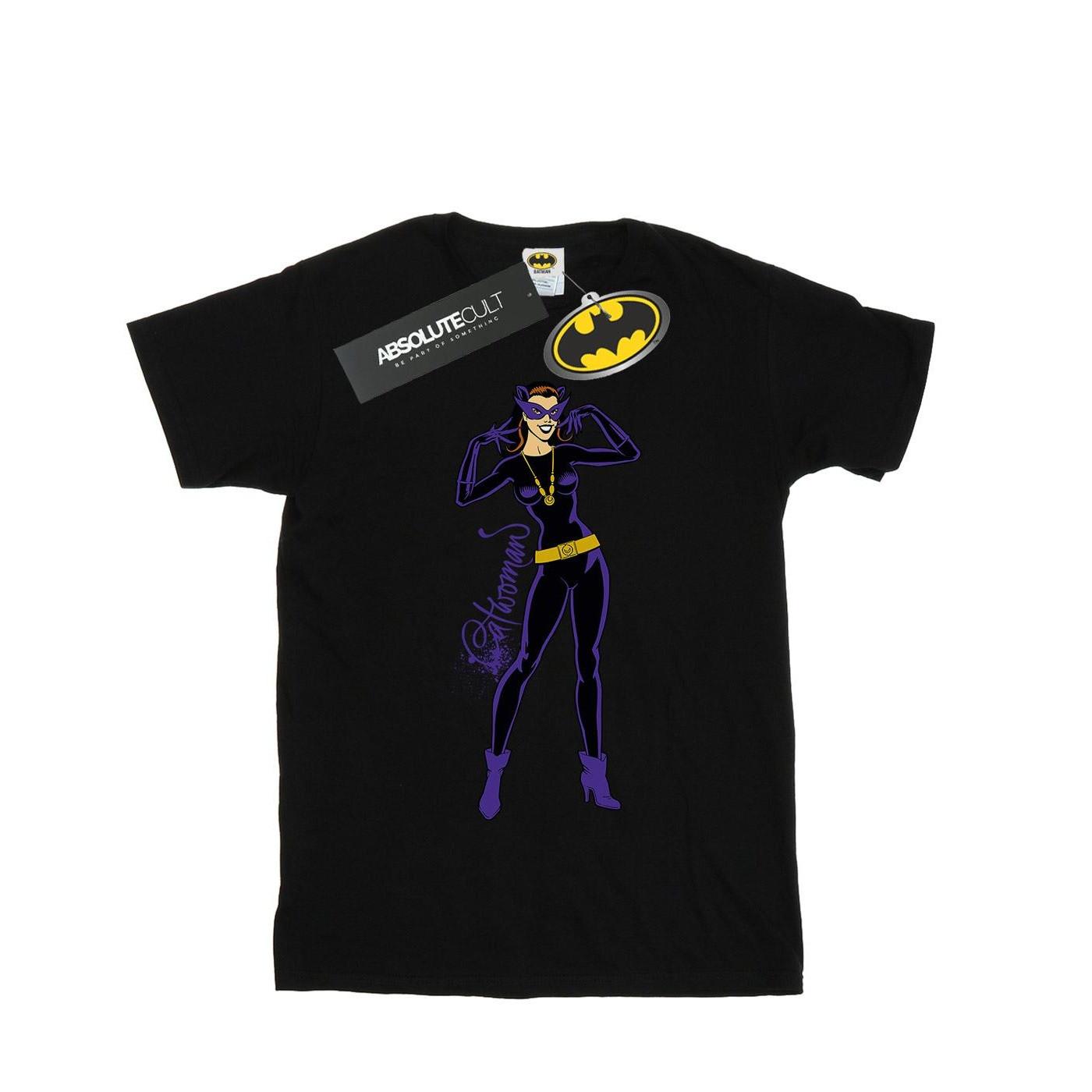 Image of Catwoman Happy Pose Tshirt Mädchen Schwarz 128