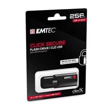 Clé USB 3.2 Gen 1 Emtec Click Secure 256 Go Noir