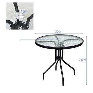B2X Tavolo da giardino con piano in vetro temperato, foro per ombrellone e tavolo da patio con struttura in metallo  