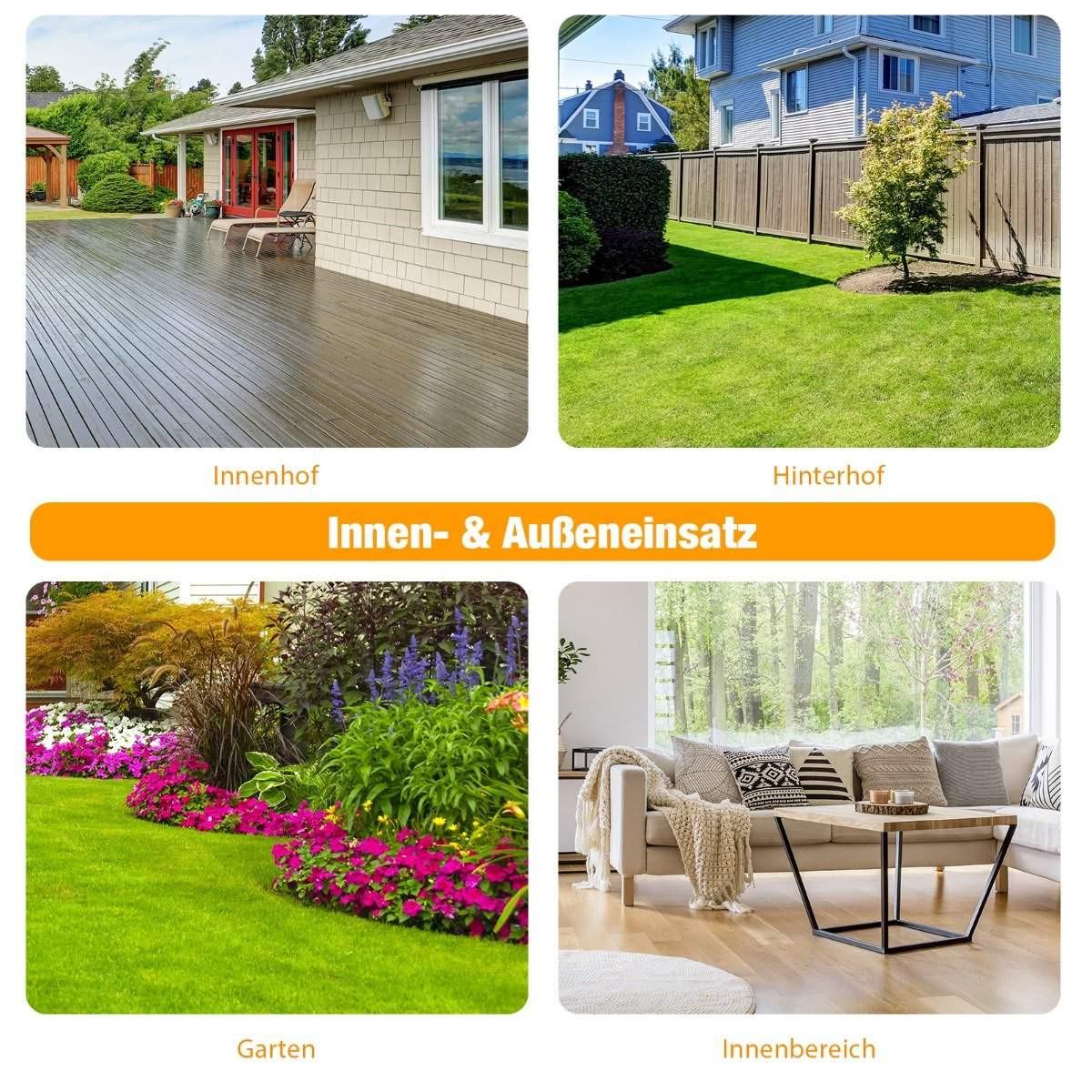 B2X Tavolo da giardino con piano in vetro temperato, foro per ombrellone e tavolo da patio con struttura in metallo  