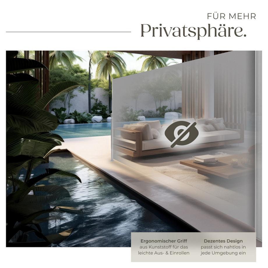 Tectake Seitenmarkise  aus Aluminium ausziehbar, blickdicht und wetterfest  