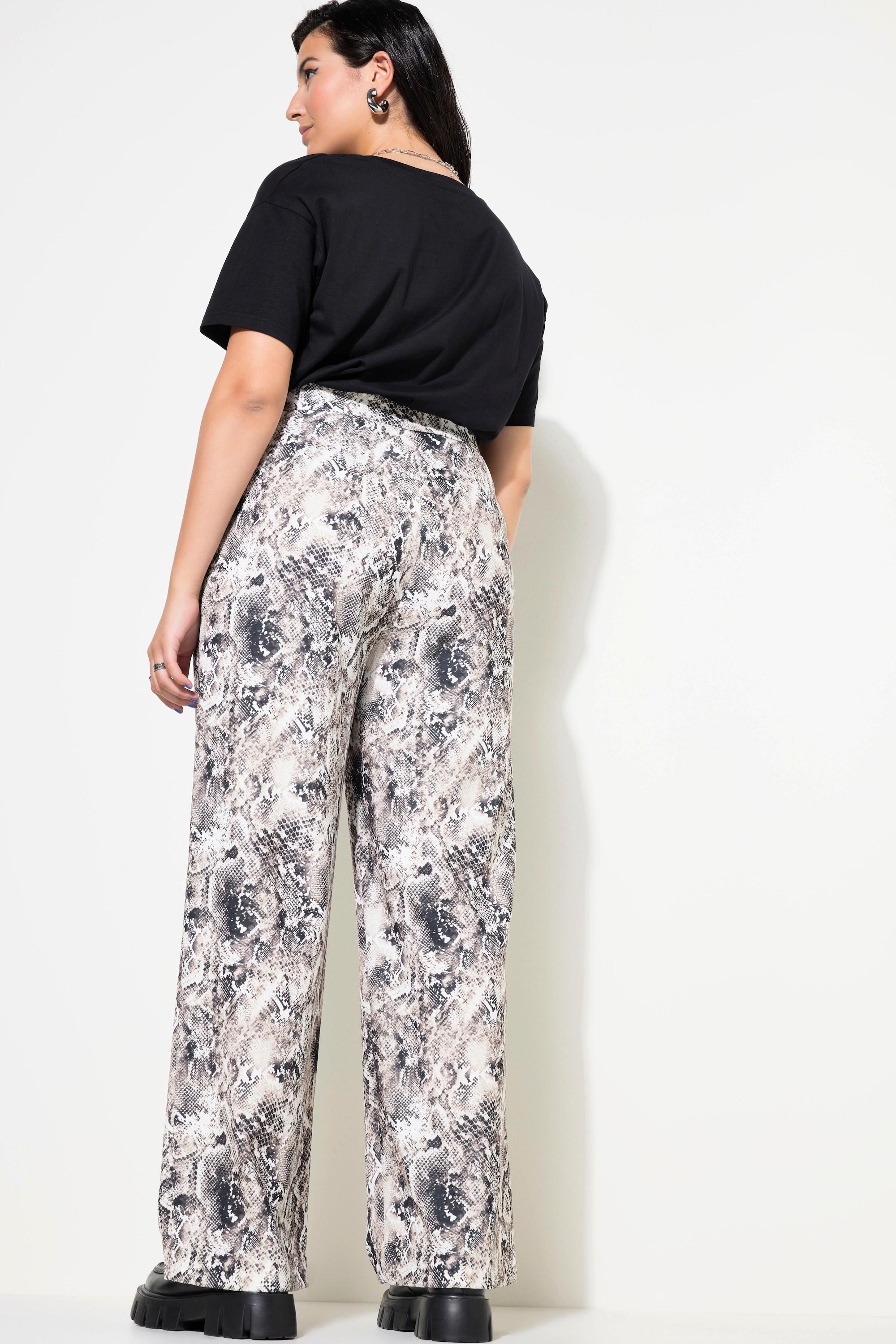 Studio Untold  Pantalon à jambes larges et taille haute. Imprimé python 