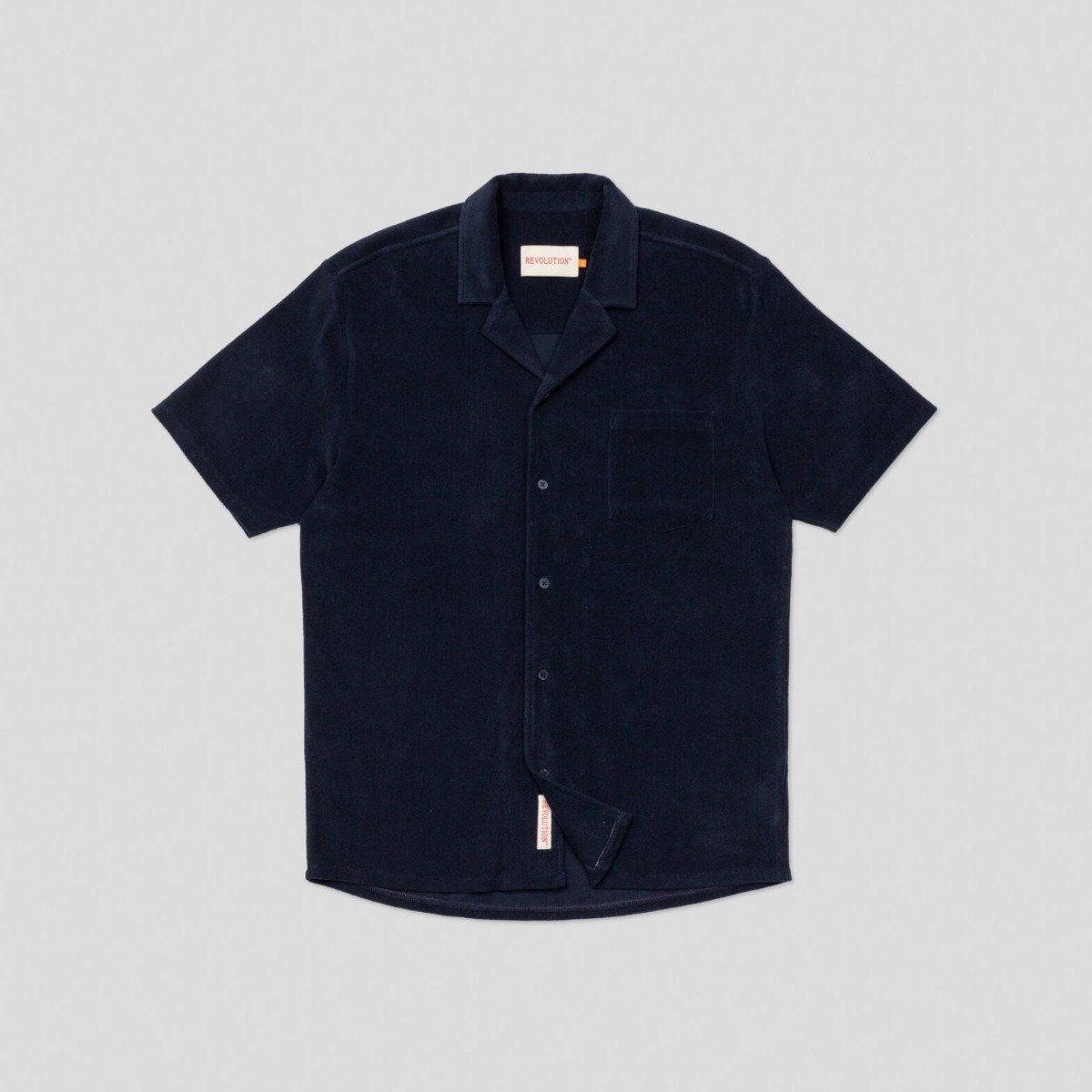 Image of 3823 Terry Cuban Shirt-m Unisex Marine M