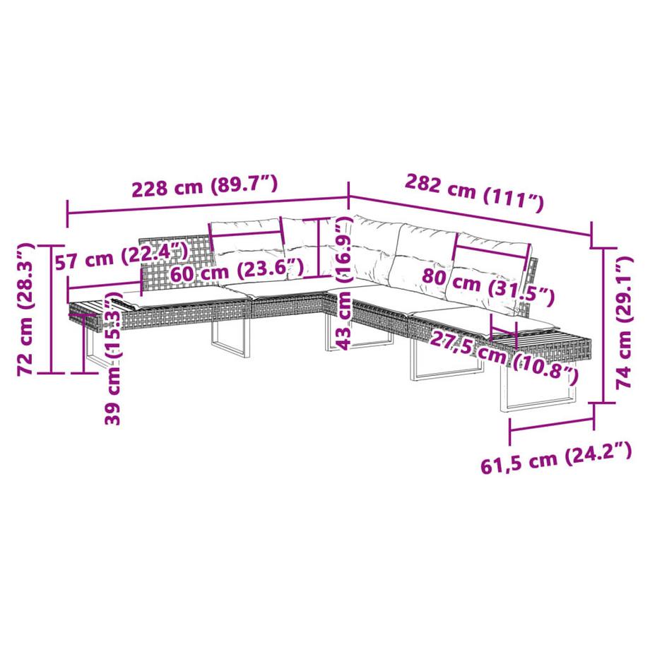 VidaXL Ensemble de canapés de jardin rotin synthétique  