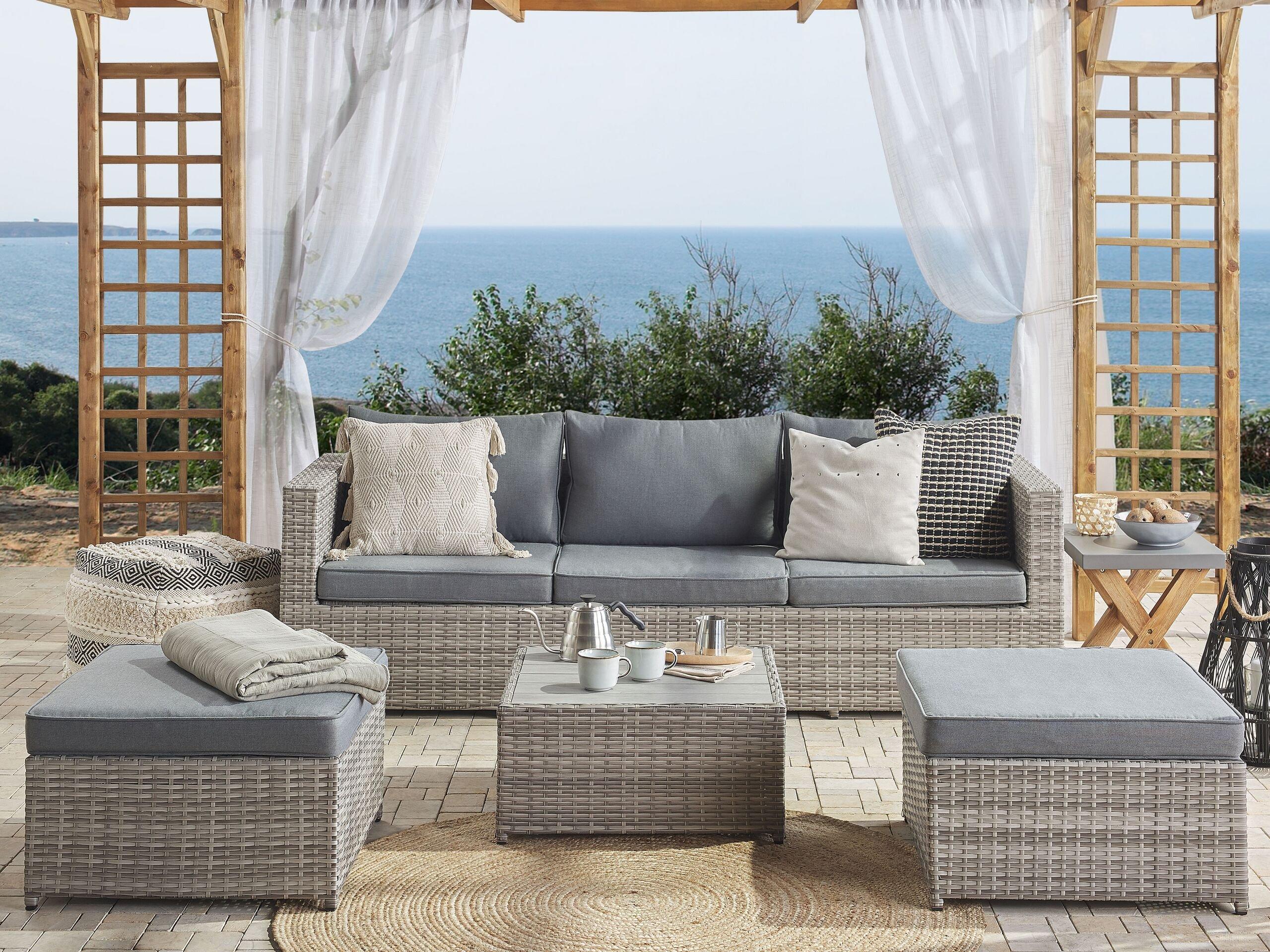 Beliani Set lounge pour jardin en Polyrotin Boho SABBIA  