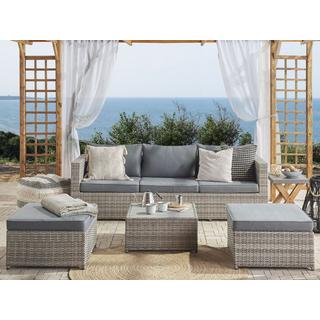 Beliani Set lounge pour jardin en Polyrotin Boho SABBIA  