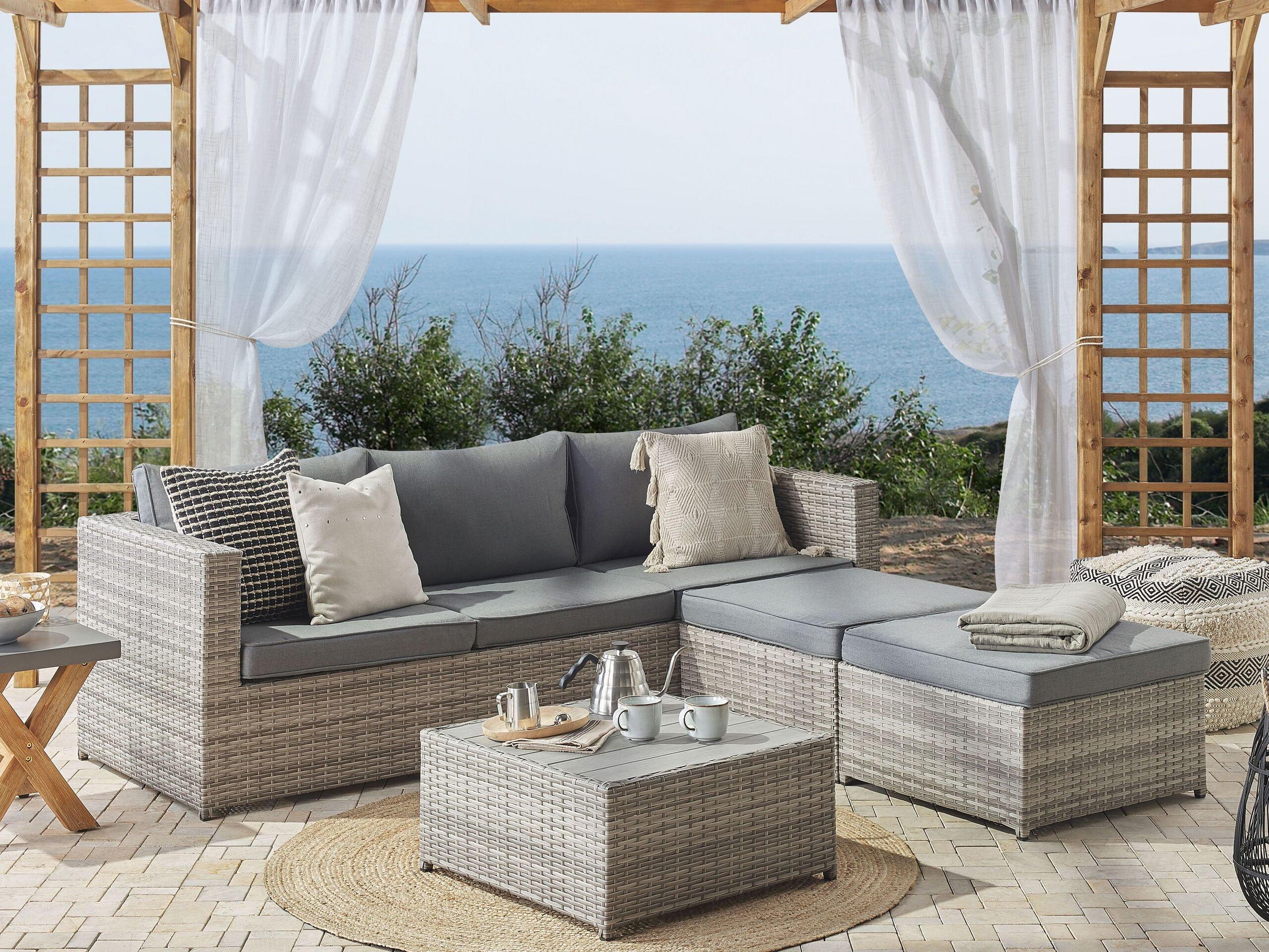 Beliani Set lounge pour jardin en Polyrotin Boho SABBIA  