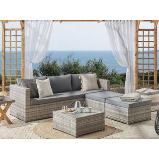 Beliani Set lounge pour jardin en Polyrotin Boho SABBIA  