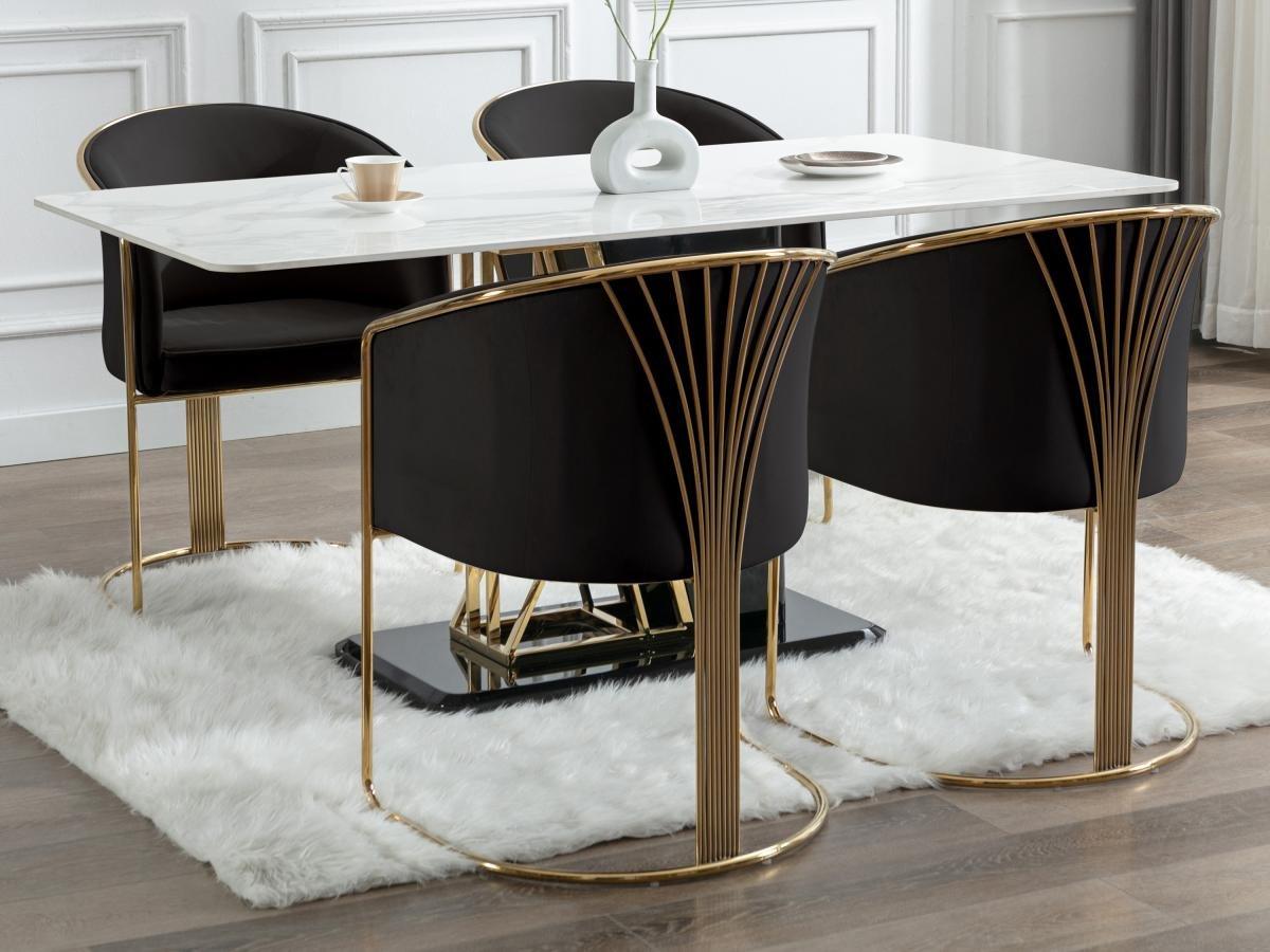 PASCAL MORABITO Lot de 2 chaises avec accoudoirs en velours et métal - Noir et doré - JOSETHE de Pascal MORABITO  