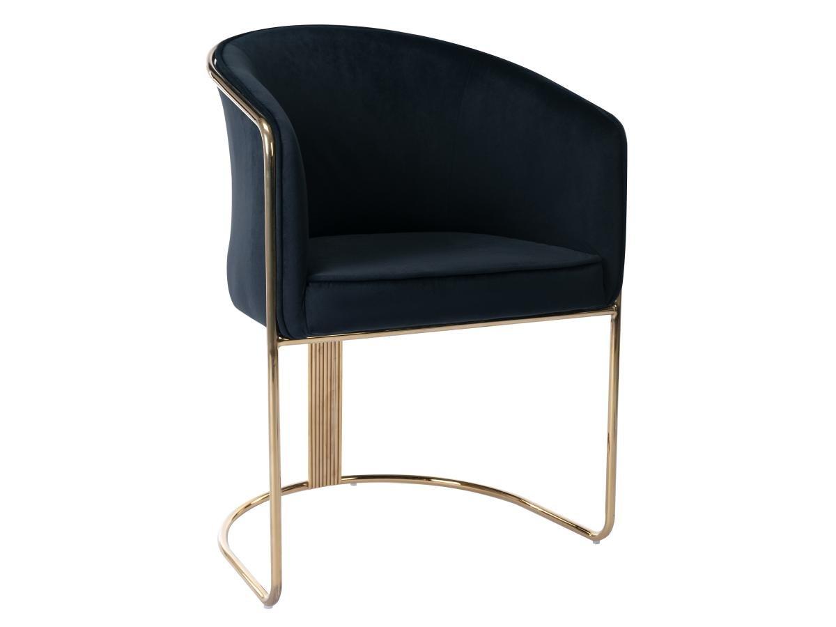 PASCAL MORABITO Lot de 2 chaises avec accoudoirs en velours et métal - Noir et doré - JOSETHE de Pascal MORABITO  