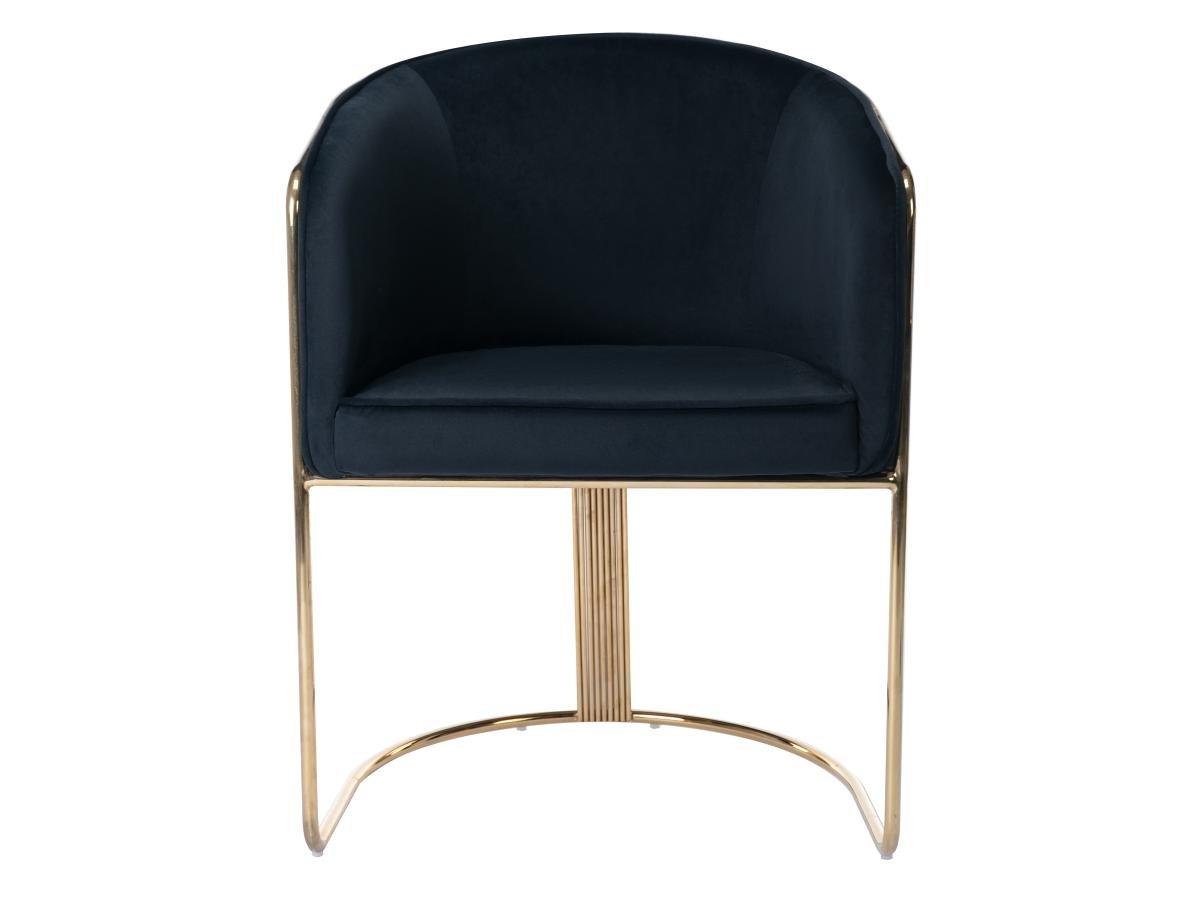 PASCAL MORABITO Lot de 2 chaises avec accoudoirs en velours et métal - Noir et doré - JOSETHE de Pascal MORABITO  