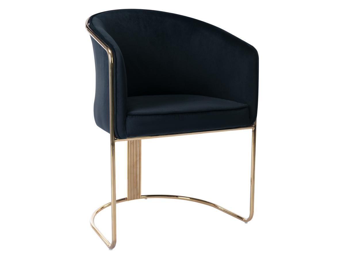 PASCAL MORABITO Lot de 2 chaises avec accoudoirs en velours et métal - Noir et doré - JOSETHE de Pascal MORABITO  