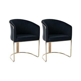 PASCAL MORABITO Lot de 2 chaises avec accoudoirs en velours et métal - Noir et doré - JOSETHE de Pascal MORABITO  