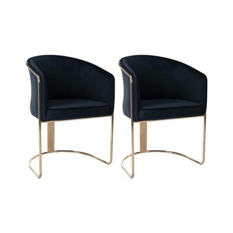 PASCAL MORABITO Lot de 2 chaises avec accoudoirs en velours et métal - Noir et doré - JOSETHE de Pascal MORABITO  