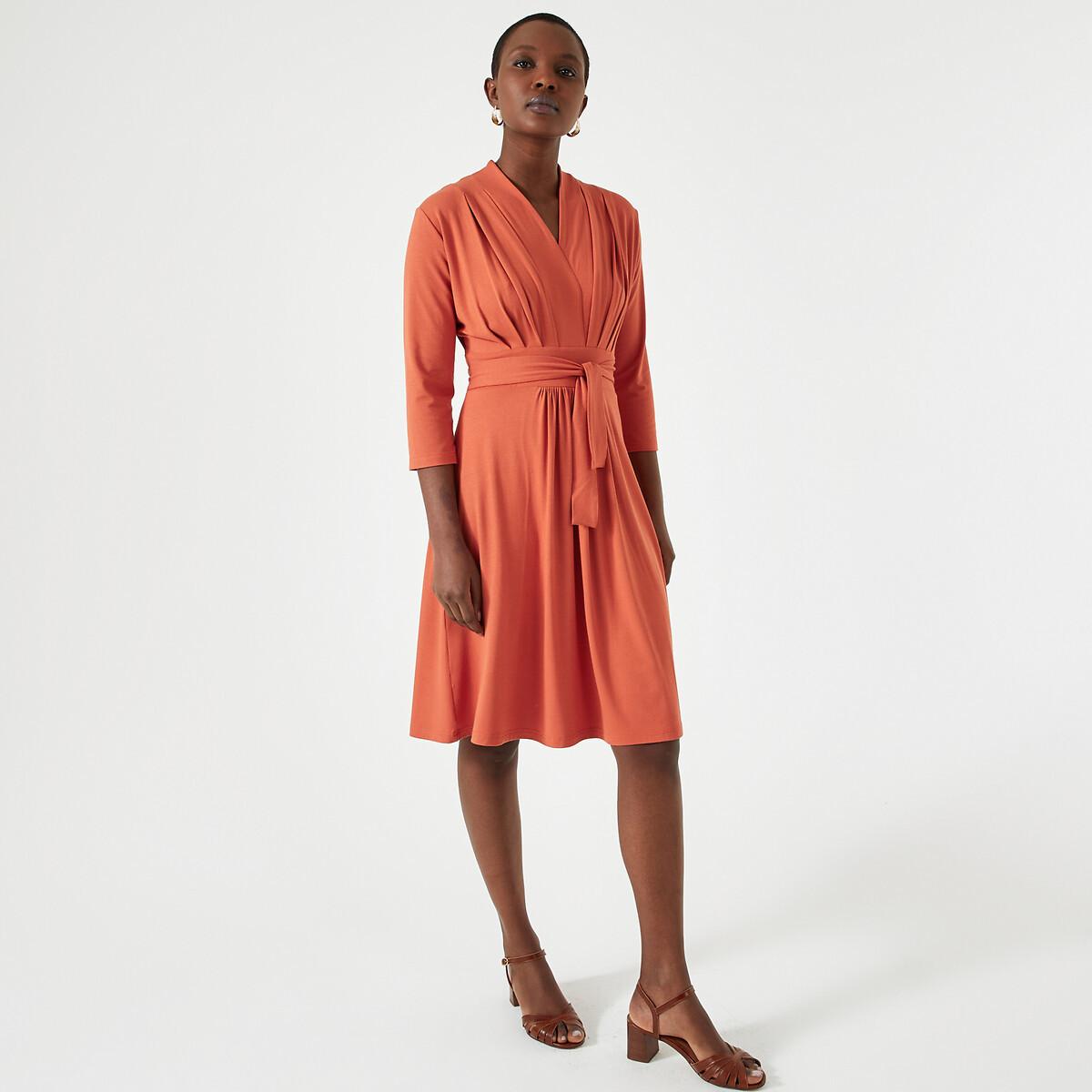 Image of Ausgestelltes Kleid Aus Weich Fliessendem Stoff Damen Orange 40