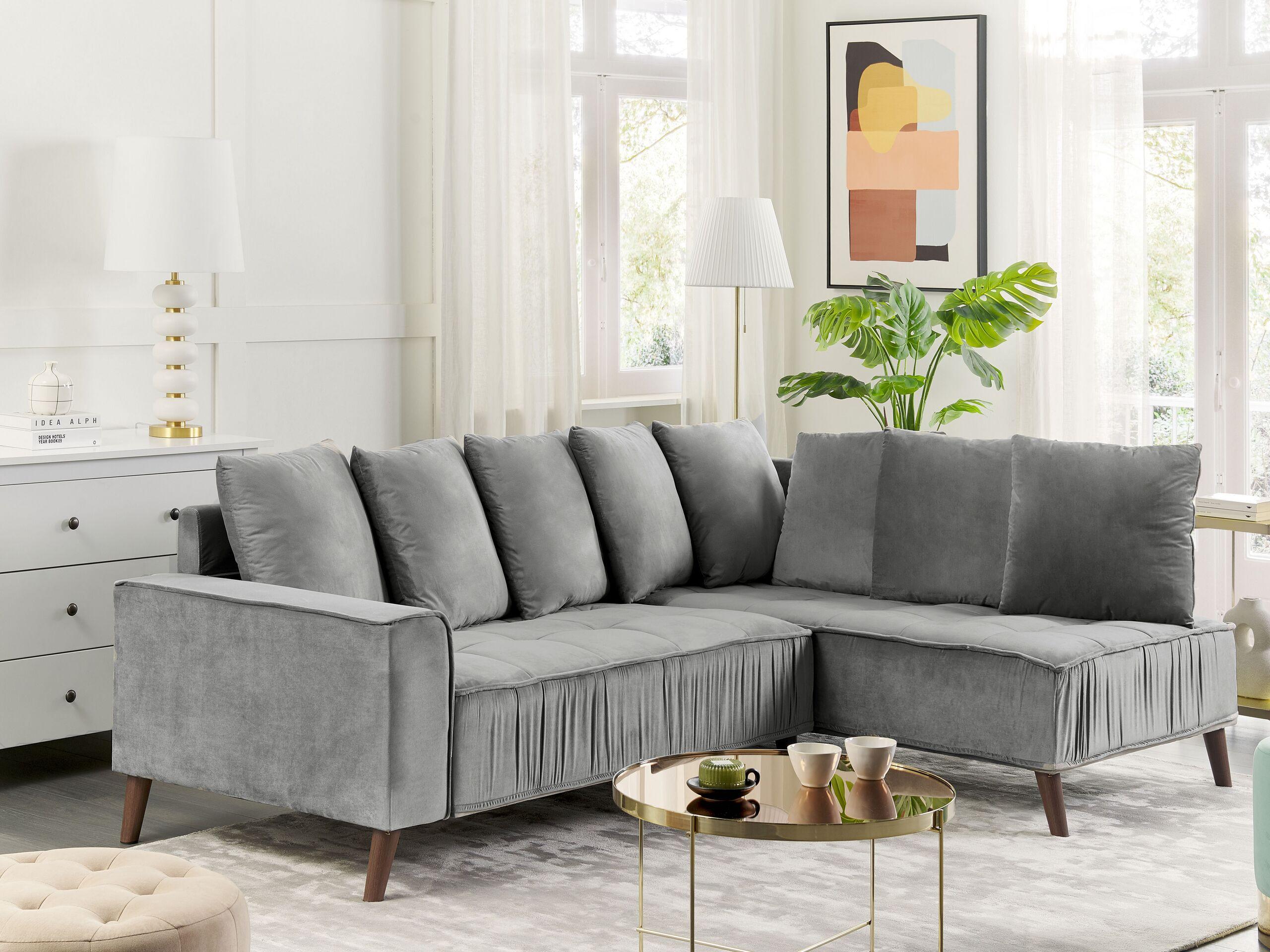 Beliani Ecksofa aus Samtstoff Modern GRENA  