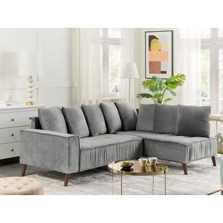 Beliani Ecksofa aus Samtstoff Modern GRENA  