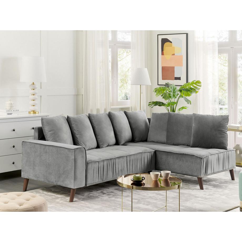 Beliani Ecksofa aus Samtstoff  GRENA  