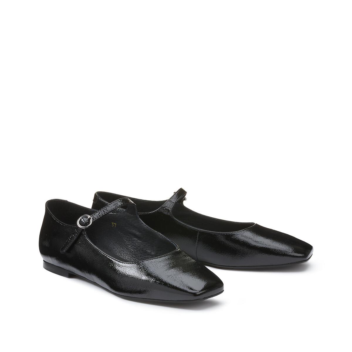 Image of Lederballerinas Mit Riemen Damen Schwarz 40