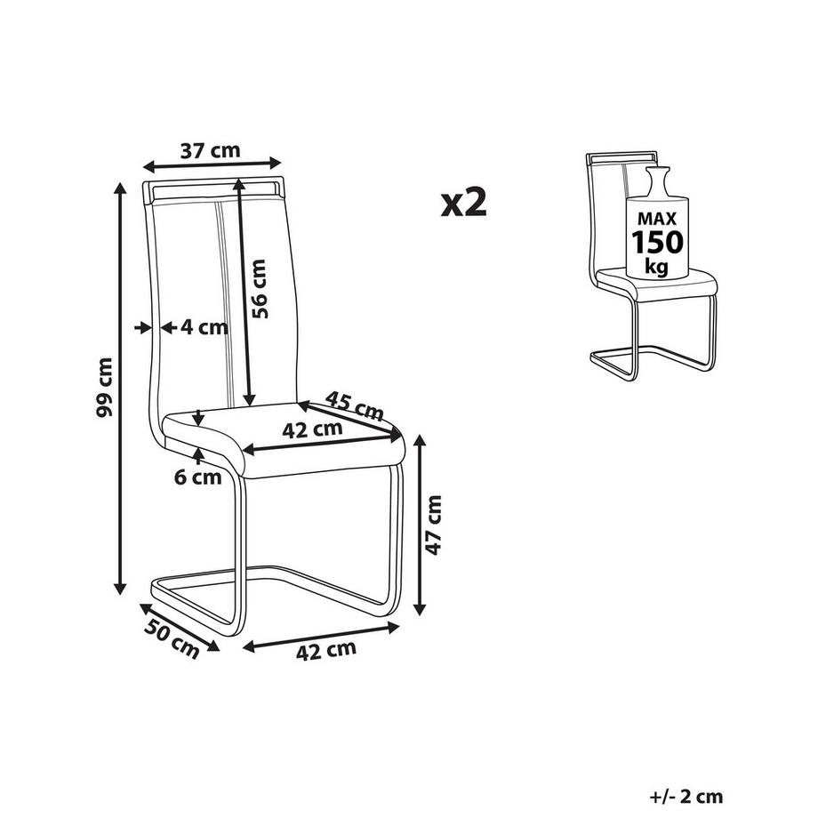 Beliani Lot de 2 chaises de salle à manger en Cuir PU  GREEDIN  