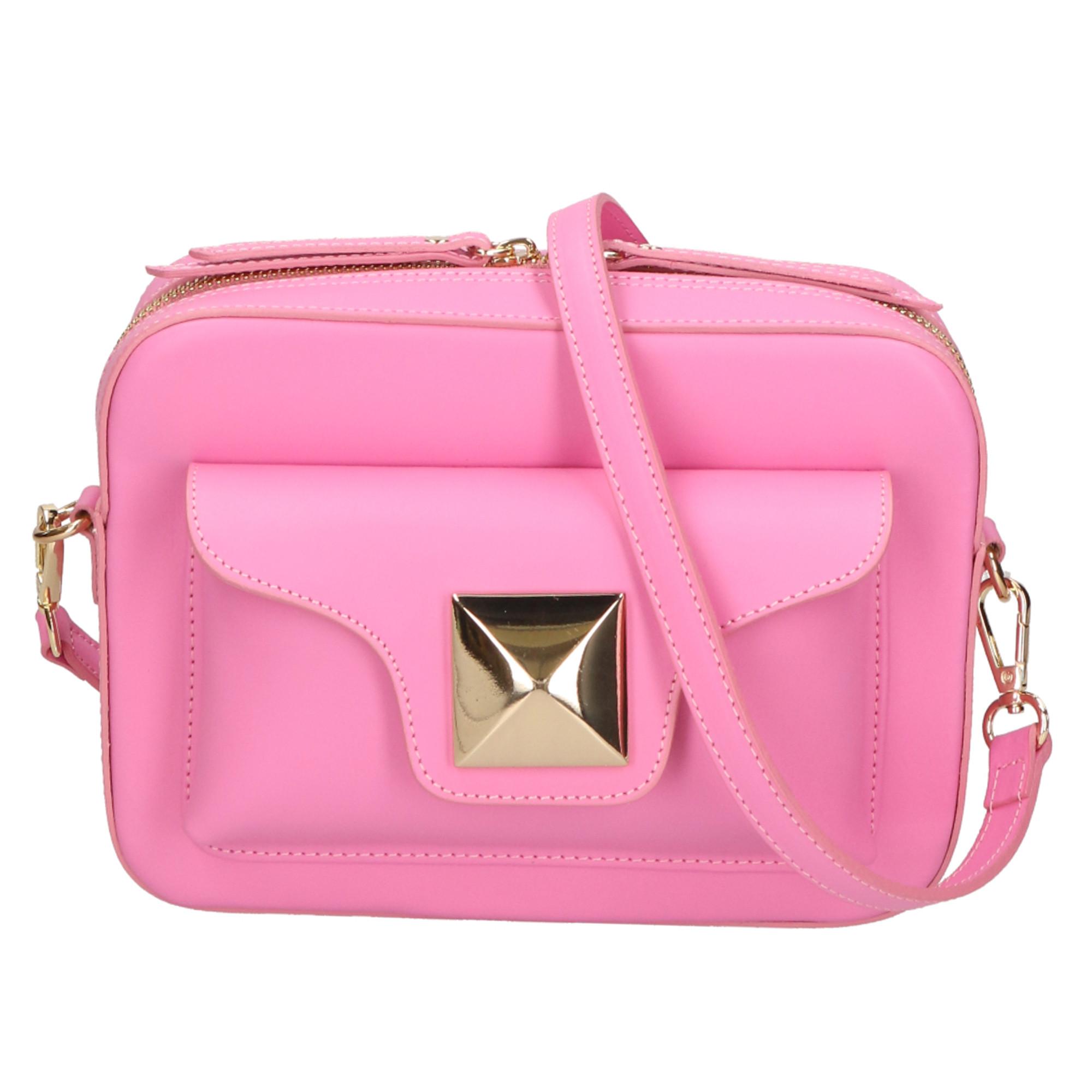 Image of Umhängetasche Women's Single-compartment Bag With Removable Shoulder Strap In Wrinkled Leather. Italian Handcrafted Product. Made In Italy Damen Pink ONE SIZE