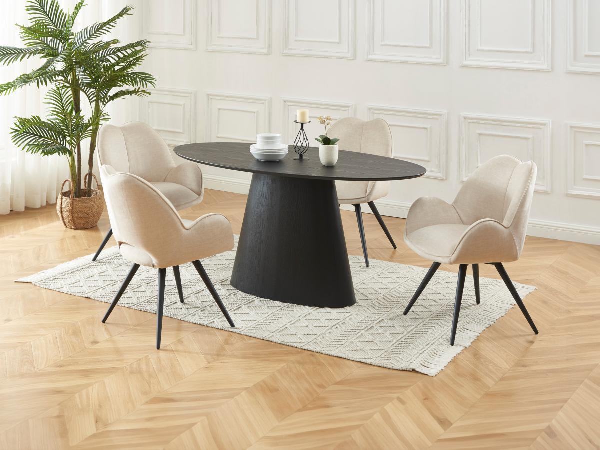 Vente-unique Esstisch - 6 Personen - MDF - Schwarz - ANTELADA  