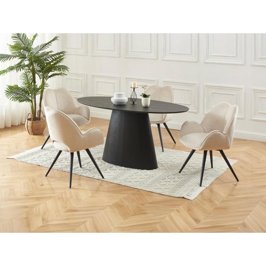 Vente-unique Tavolo da pranzo 6 coperti in MDF Nero  - ANTELADA  