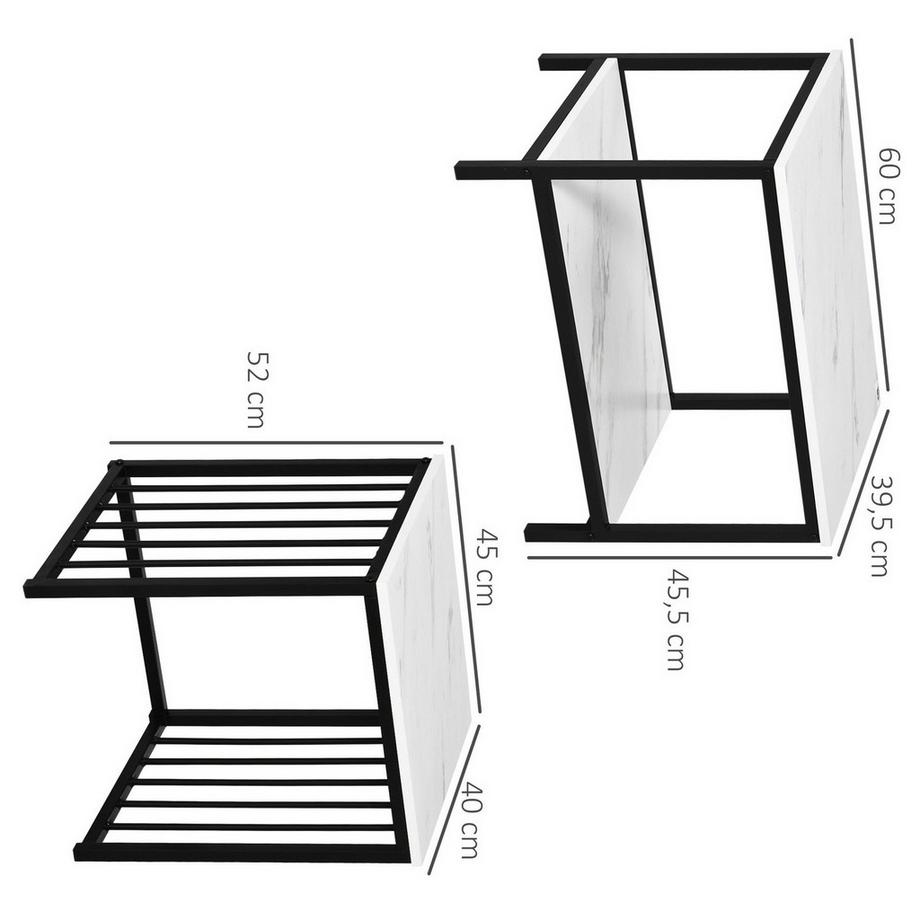 Northio Couchtisch 2er-Set Beistelltisch, Kaffeetisch, Satztisch, Sofatisch im Moderndesign, Wohnzimmertisch mit Marmoroptik, für Schlafzimmer, Stahl  