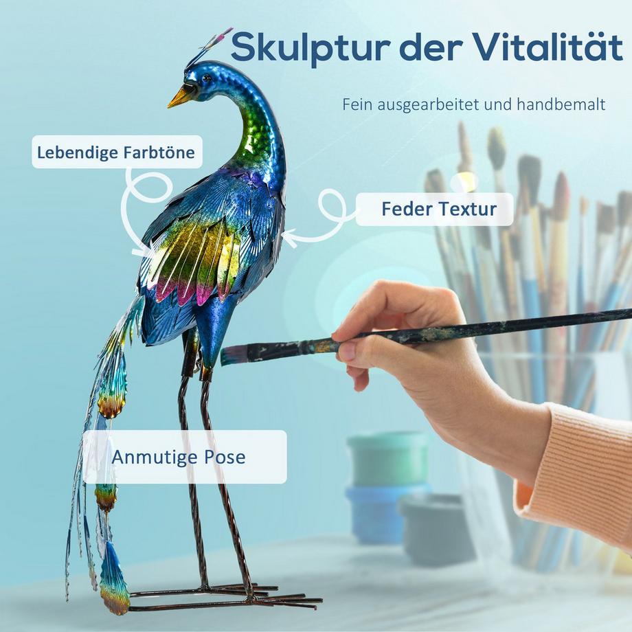 Northio  Gartenfigur Pfau Wetterbeständig Outdoor-Ornament Skulptur Balkon Terrasse 59Cm 