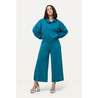 Ulla Popken  Pantalon en molleton de modal mélangé, jambe large et taille élastique 