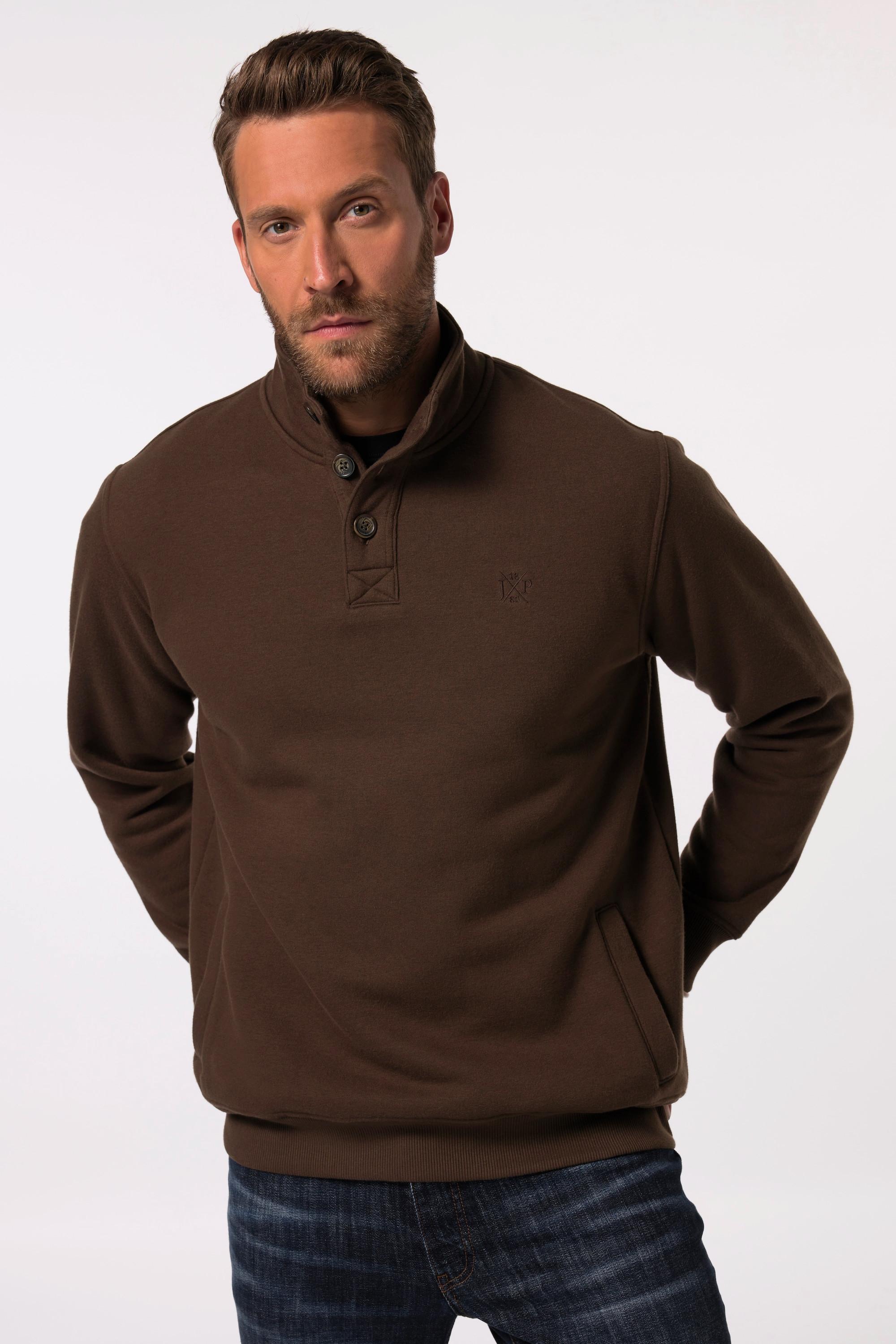 JP1880  Felpa polo con collo alto e abbottonatura, fino alla tg. 8XL 