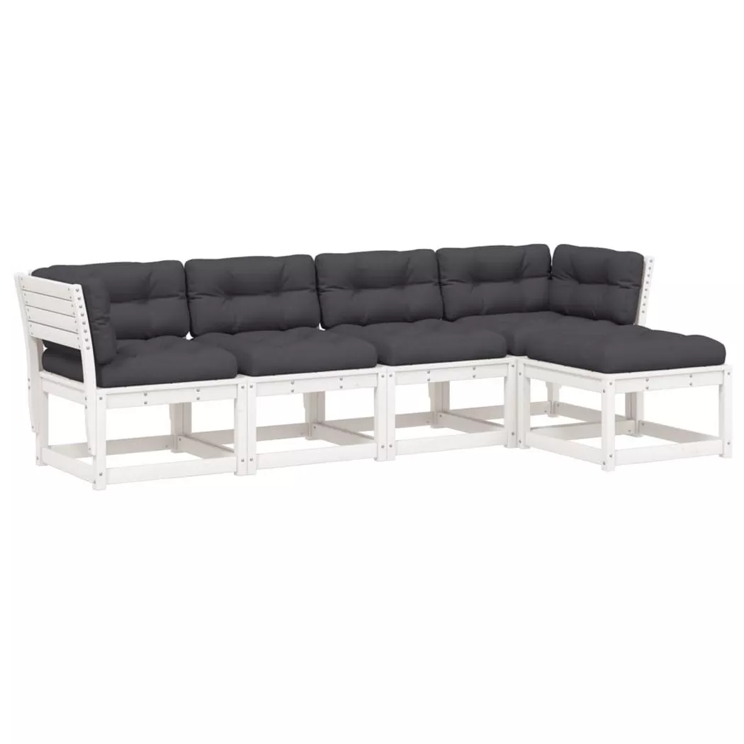 VidaXL - Salon de jardin bois de pin, One Size, Blanc