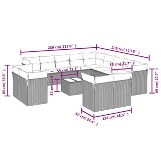 VidaXL Ensemble de canapés de jardin rotin synthétique  