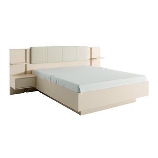 Vente-unique Letto con comodini 160 x 200 cm Con LED Beige + Rete + Materasso - ELYNIA  