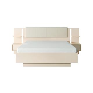 Vente-unique Letto con comodini 160 x 200 cm Con LED Beige + Rete + Materasso - ELYNIA  