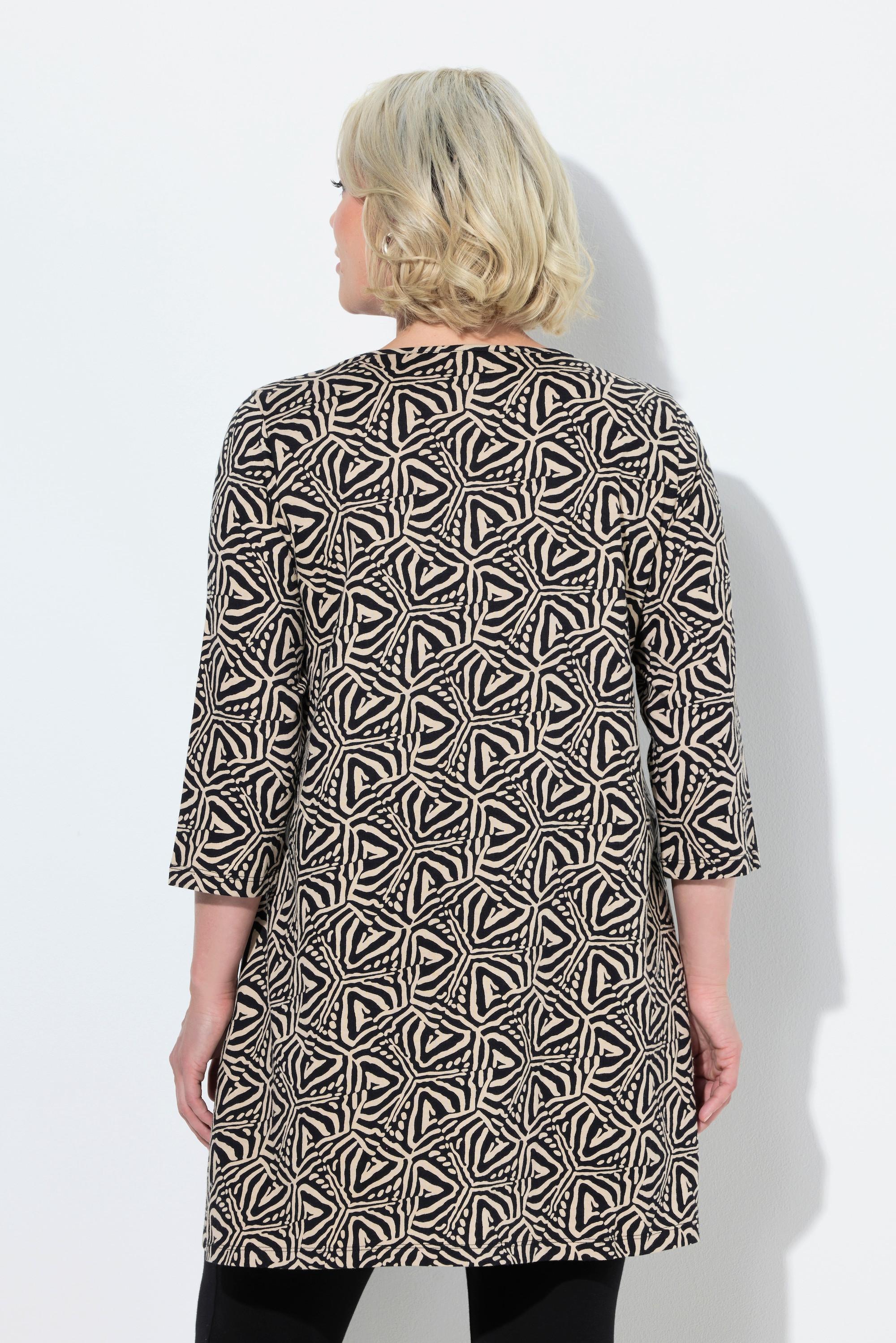 Ulla Popken Longshirt A-Linie Carré-Ausschnitt 3/4-Arm  