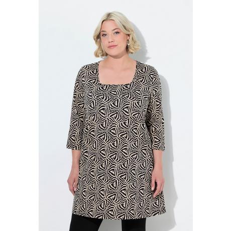 Ulla Popken Longshirt A-Linie Carré-Ausschnitt 3/4-Arm  