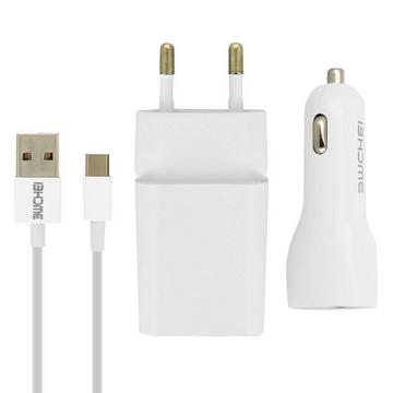 2.1 a Auto-Ladegerät USB-C Kabel Weiß