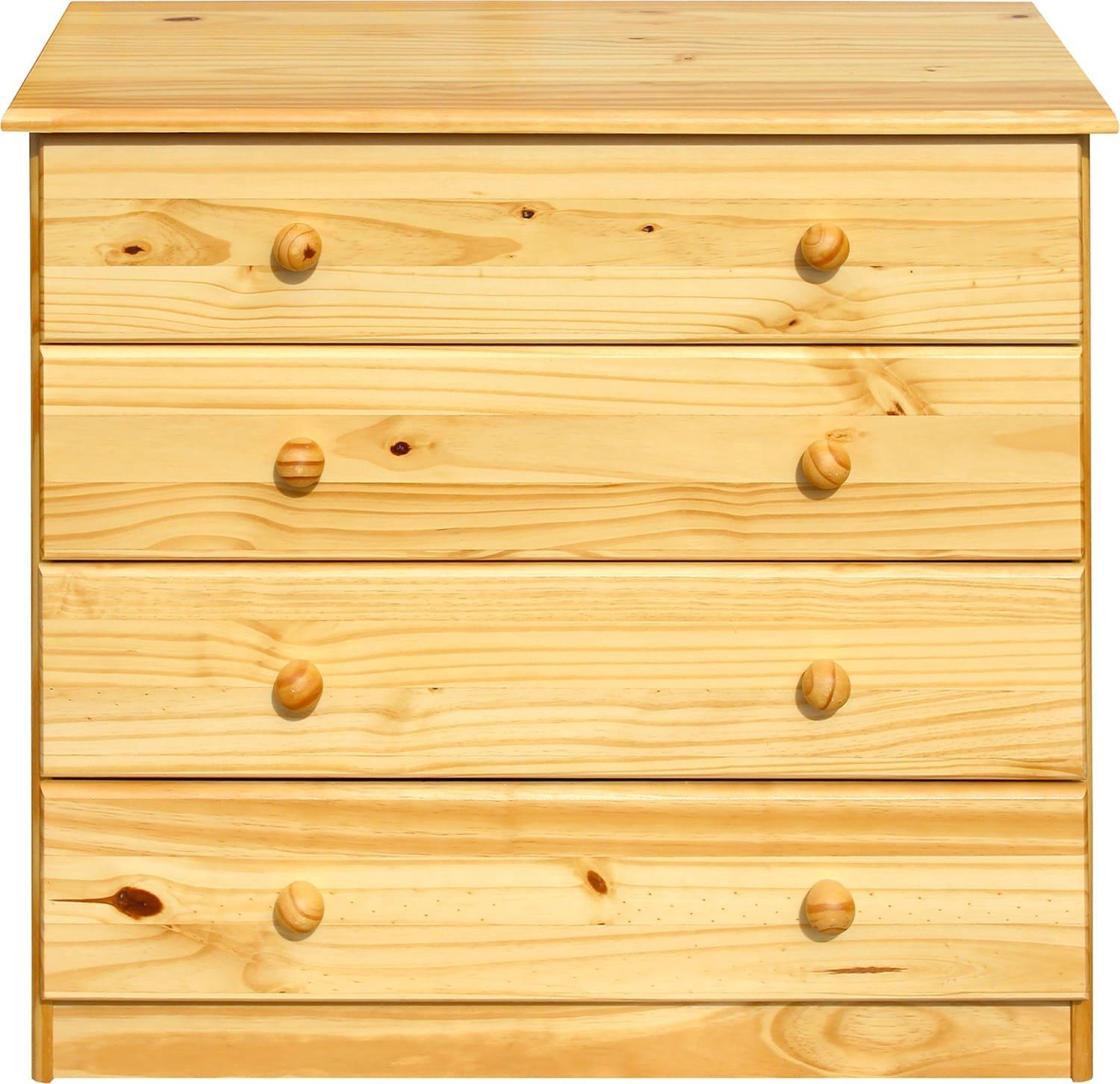 mutoni Commode Bronda en pin avec 4 tiroirs naturel 75  