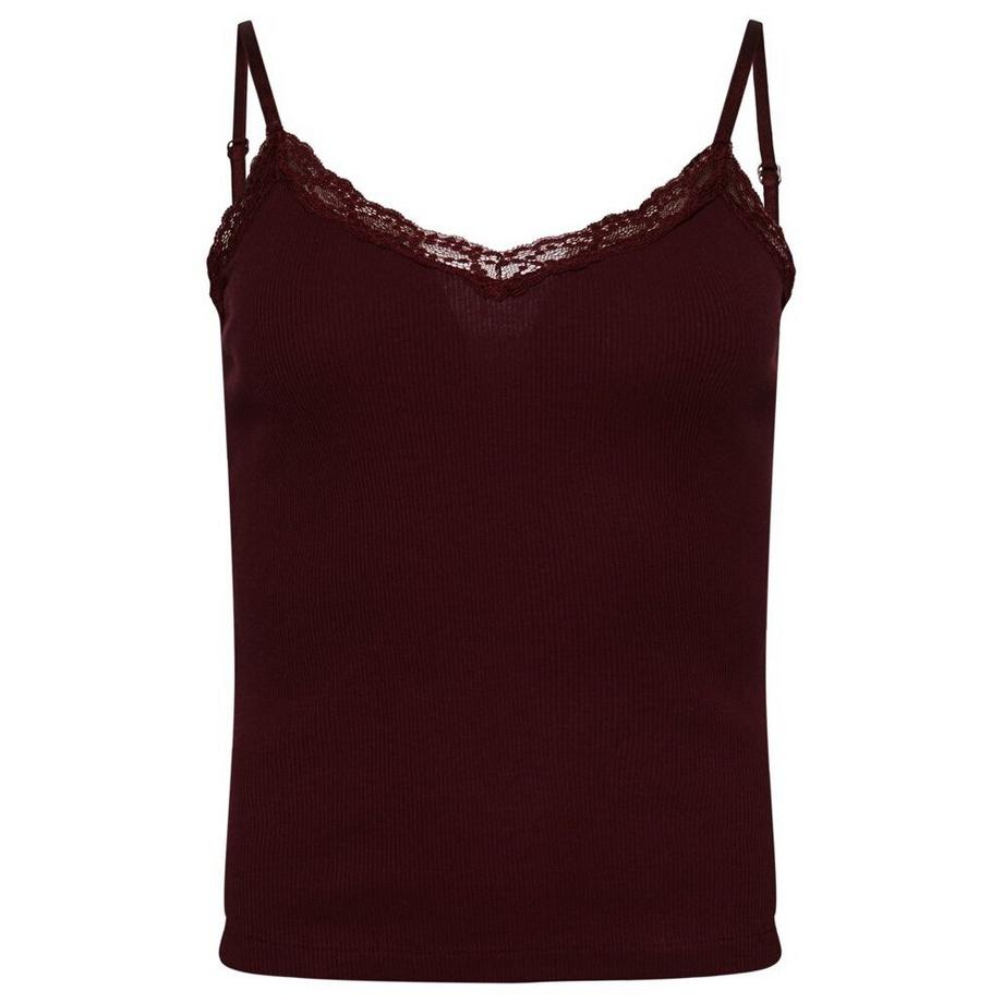 Superdry Essential Geripptes Bio-Baumwolle Camisole Top mit Spitzeneinfassung  