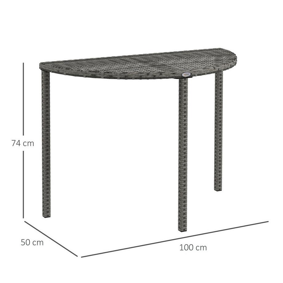Northio Tavolo Da Balcone Tavolino Da Giardino Mobili Da Giardino Mezzo Rotondo In Polyrattan Metallo Grigio 100 X 50 X 74 Cm  